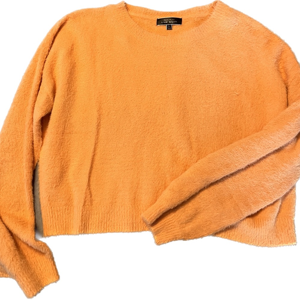 Orange fuzzy crewneck